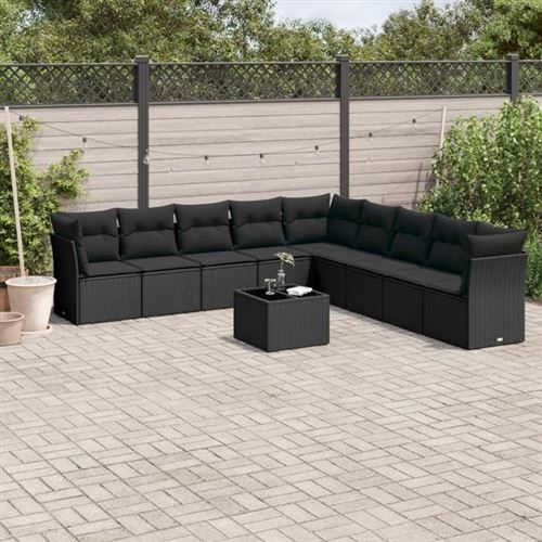 Non Communiqué Noir Salon De Jardin Modulable Vidaxl Resine Tressee 10 Pieces X 289 X 69 9 Personnes