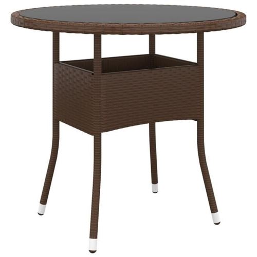 Non Communiqué Marron Vidaxl Table De Jardin Ø80x75 Cm Verre Trempé-Résine Tressée 310605