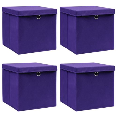 Boîtes de rangement avec couvercles 4 pcs 28x28x28 cm Violet Vidaxl