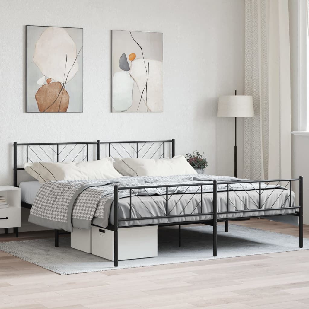 Tête De Lit En Métal Noir 135 Cm - Design Classique, Acier Revêtu, Pieds Stables, Pour Lit à Tubes Ronds