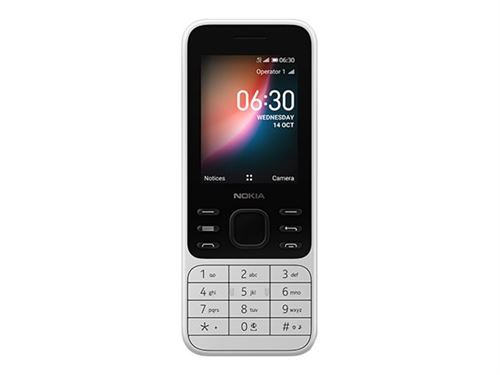 Nokia 6300 4G - 4G téléphone de service - double SIM - RAM 512 Mo / Mémoire interne 4 Go - microSD slot - 320 x 240 pixels - rear camera 0,3 MP - blanc