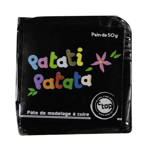 Pâte à modeler fine souple - noir - 50gr -Cuir au four facile à modeler - Patati Patata