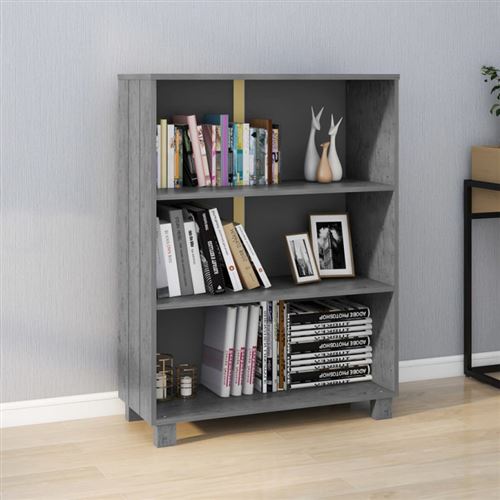 Vidaxl Gris Bibliothèque Hamar Foncé 85X35x112 Cm Bois De Pin Massif - Image 3