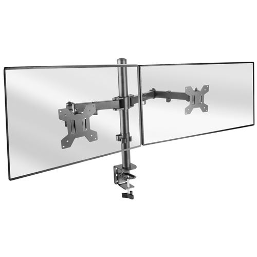 Mars Gaming MARM2, Soporte de Monitor Dual de Brazo para Pantallas Hasta 27”, Articulado y Regulable en Altura, Estructura Robusta, Compatible con VESA75 y VESA100, Soporte Doble Monitor Negro o