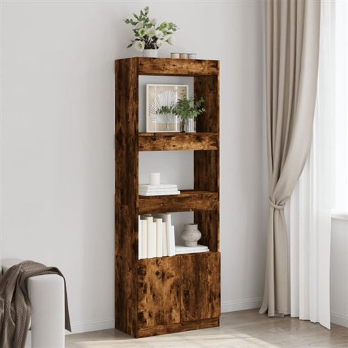Non Communiqué Marron Buffet Haut 63X33x180 Cm Chêne Fumé Bois D Ingénierie