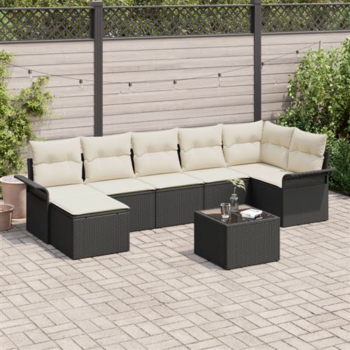 Non Communiqué Ensemble De Canapés De Jardin 7 Pièces Avec Coussins Rattan Poly Brown, Canapé De Jardin 2 Places Avec Rangement Et Coussins Ra