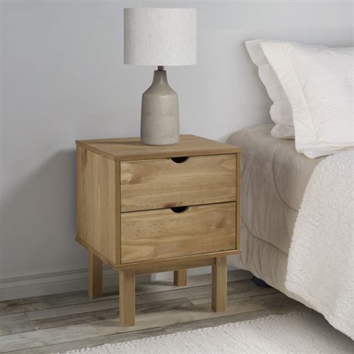 Non Communiqué Marron Table De Chevet Otta 45X39x57 Cm Bois De Pin Massif