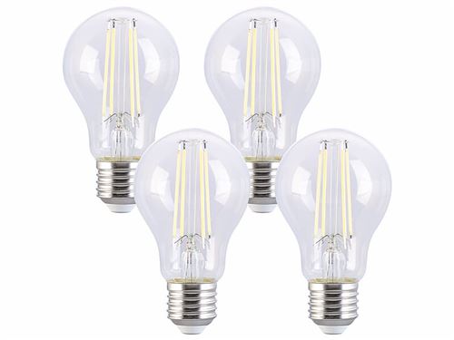 Luminea : 4 ampoules LED à filament E27 - 7,2 W - 806 lm - Blanc lumière du jour