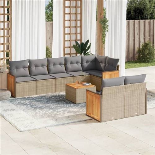 Non Communiqué Beige Vidaxl Salon De Jardin Modulable - Lot De 9 Pièces - Résine Tressée - 8 Personnes