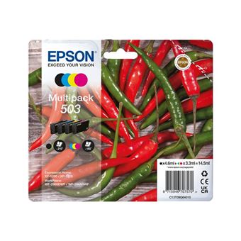 Pack de 4 cartouches d'encre Epson 503 Piment pour Expression Home XP-5200, XP-5205; WorkForce WF-2960DWF et WF-2965DWF - 1