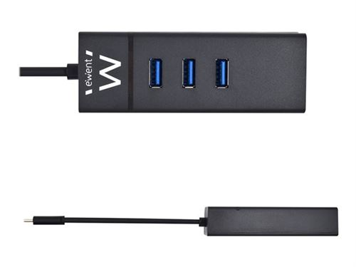 Ewent EW1141 - Concentrateur (hub) - 3 x USB 3.1 Gen 1 + 1 x 10/100/1000 - de bureau