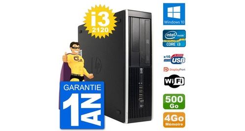 Pc hp compaq 6200 pro sff intel i3-2120 ram 4go disque dur 500go windows 10 wifi