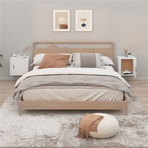 vidaXL Tables de chevet murales 2 pcs Blanc brillant 50x30x47 cm816869