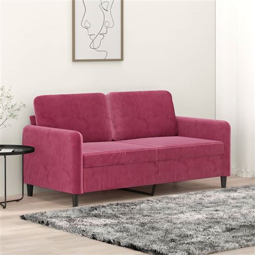 VIDAXL - Canapé 2 places - Velours - Rouge - 140 cm - Image 2