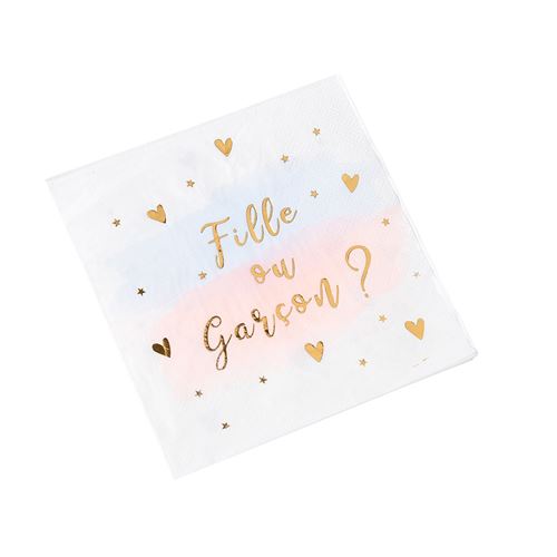 16 serviettes gender reveal party 33x33cm - Coloris : Jaune - 79142