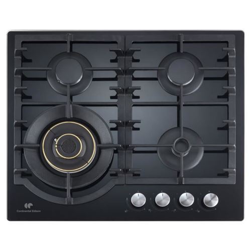Continental Edison CECTG4BD - Table de cuisson au gaz - 4 plaques de cuisson - Niche - largeur : 56 cm - profondeur : 49 cm - noir