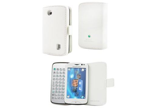 Muvit Slim - Flip cover voor mobiele telefoon - wit - voor Sony Ericsson txt pro