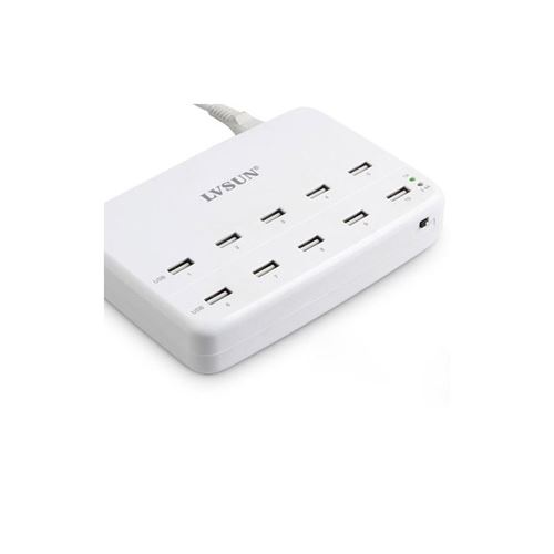 Station de Recharge Intelligente 10 Ports USB 60 Watts (Noir)