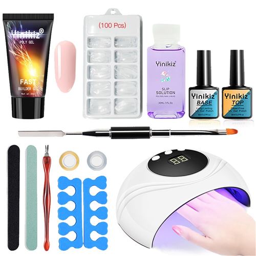 Yinikiz 24w affichage UV lampe ensemble d'ongles à extension rapide Poly Gel Kit Gel F - Multicolore