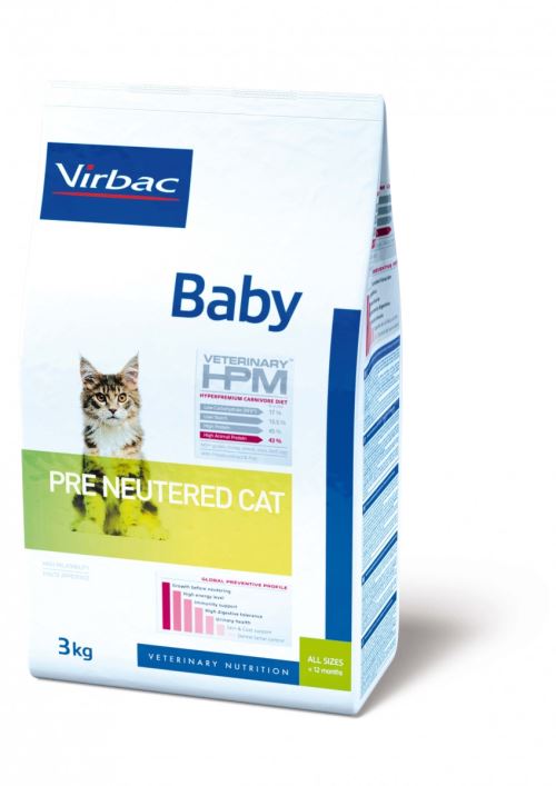 Croquettes virbac hpm baby pre neutered pour chat sac 1,5 kg