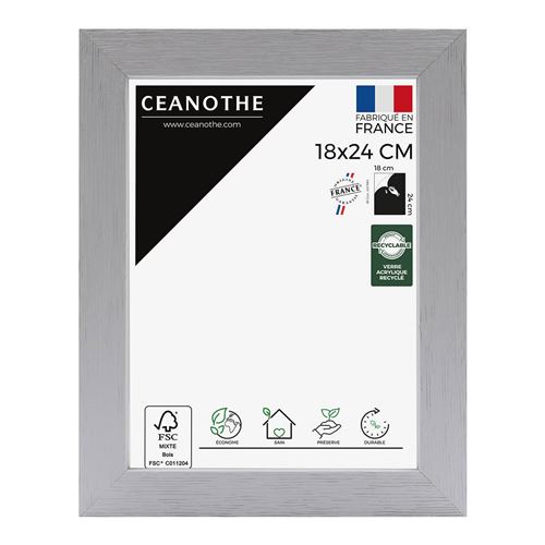 Cadre photo Karma gris 18x24 cm, bois reconstitué - marque française