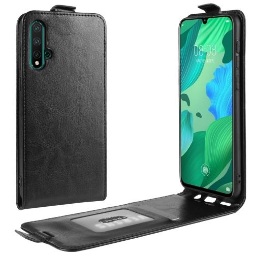 Etui en PU cheval vertical fou à la verticale noir pour votre Huawei Nova 5/Nova 5 Pro