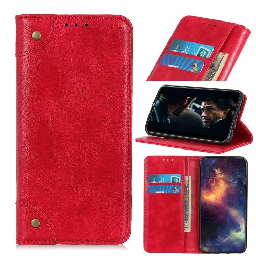 Etui en PU cheval fou split auto-absorbé rouge pour votre Apple iPhone 6.5 pouces (2019)
