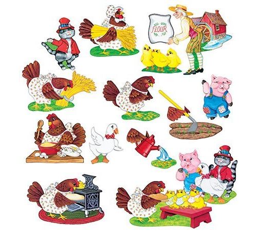 Little Folk Visuals Petites figurines en feutre de poule rouge pour panneau de flanelle taillé