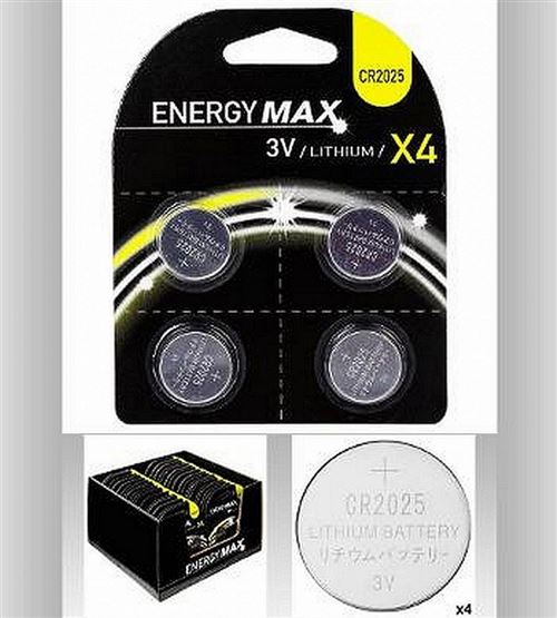 Set 4 Piles Cr2025 3V Energy Max Au Lithium Expire En 2024