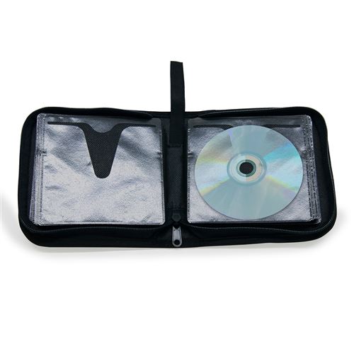 Pochette de rangement pour 24 CD/DVD/Blu-Ray en Nylon noir
