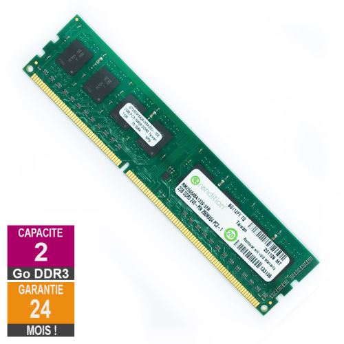 Barrette Mémoire 2Go RAM DDR3 Rendition RM25664BA1339.8FR DIMM PC3-10600U