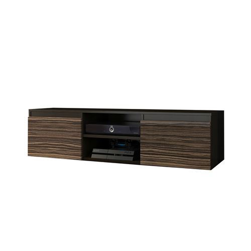GOREME 1W | Meuble bas TV contemporain salon/séjour 120x40x36 | 2 niches 2 portes | Rangement moderne matériel audio/video/gaming | Wenge/Zebrano