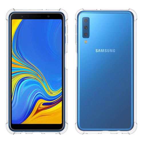 Coque Souple en Gel Silicone pour Samsung Galaxy A7 2018 Carbone effet Brossé - Transparent