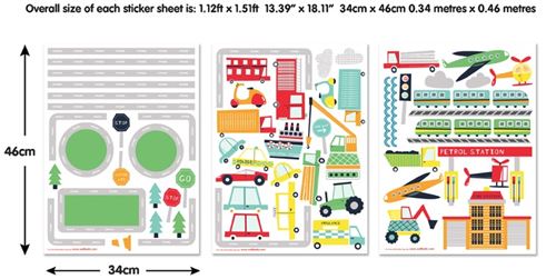 Walltastic 44869 Autocollants muraux l'univers des transports Vinyle, Multicolore, 37 x 4,5 x 7 cm