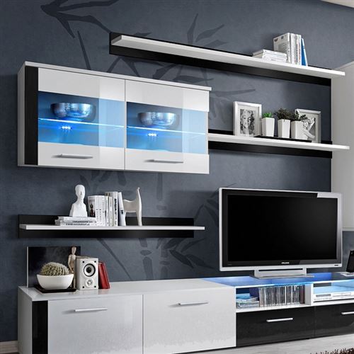Meuble Tv Mural Design Logo Fresh 250cm Blanc Noir Achat Prix Fnac