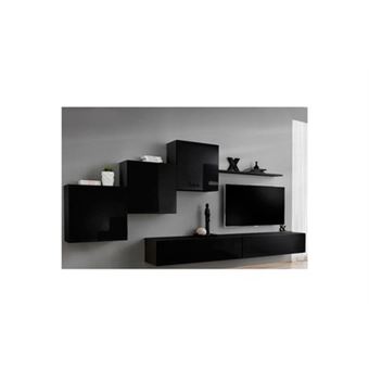Meuble tv mural design "switch x" 330cm noir - 1