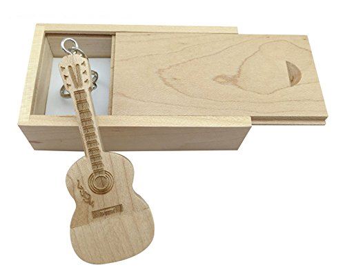 En forme de guitare en bois d'érable à mémoire flash USB Disque dur en boîte en bois 2.0/8GB Maple Wood