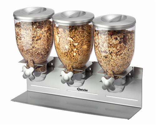 Distributeur de Céréales/Aliments Secs Triple - 3 x 3,5 L - Bartscher - 1050 cl170