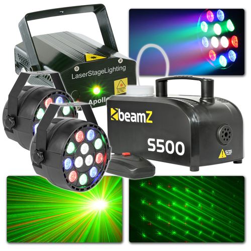 Beamz Pack Jeu de Lumière avec Machine à Fumée S500 et Laser