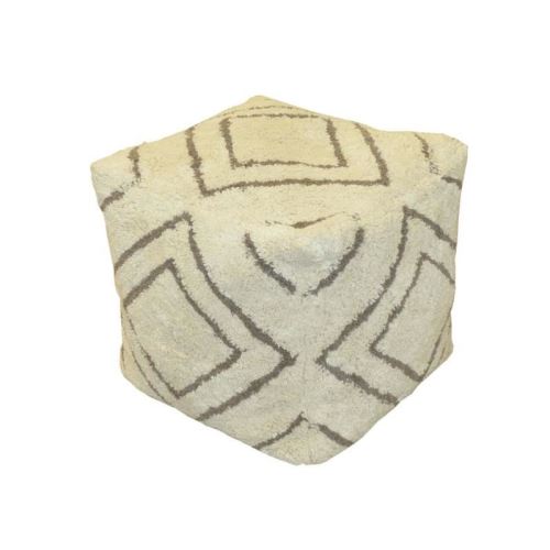 COTTON WOOD Pouf berbere - 100% coton beige et marron - 40 x 40 x 40 cm