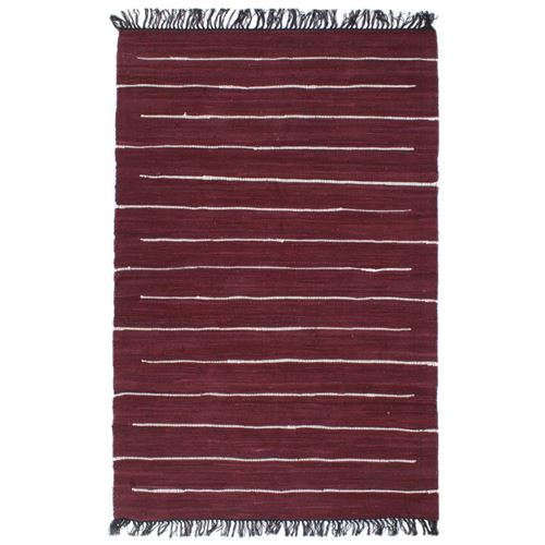 vidaXL Tapis Chindi Coton tissé à la main 120 x 170 cm Bordeaux