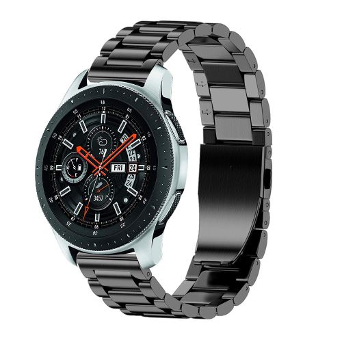 Bracelet de montre Compatible avec Samsung Galaxy Watch 46mm, Acier inoxydable - Noir