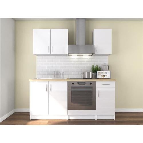 OBI Cuisine complete L 180 cm - Blanc laque brillant