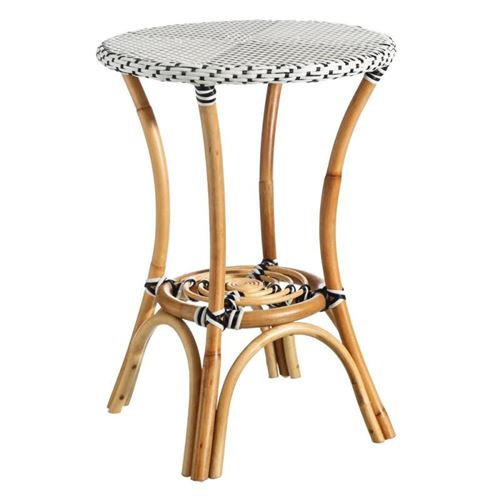 Table d'appoint Rotin Blanc/Noir - TANAR