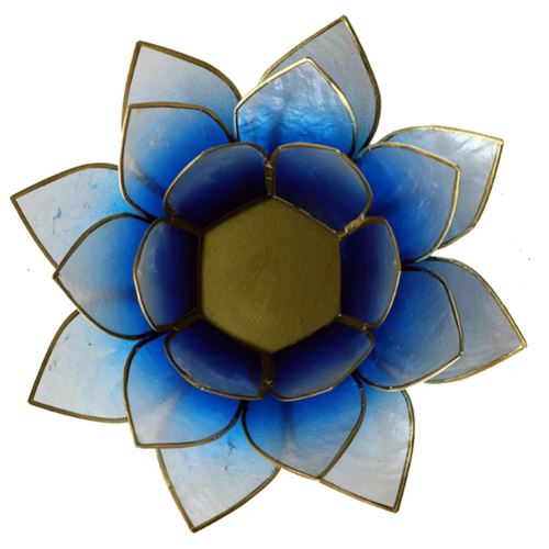 Porte Bougie Fleur De Lotus Bleu Dégradé Et Or