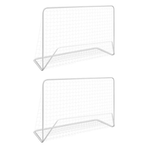 Buts de football 2 pcs avec filets 182x61x122 cm Acier Blanc