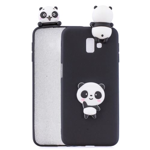 Coque en TPU impression de motifs de poupées mignonnes en 3D panda/fond noir pour votre Samsung Galaxy J6 Plus J610F/J6 Prime
