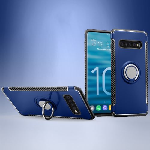 Coque en TPU armure porte-bague bleu foncé pour votre Samsung Galaxy S10