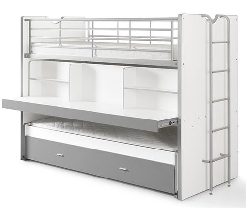 Vipack Gris Bonny Compact80 Lits Superposés 2 Couchages Silver