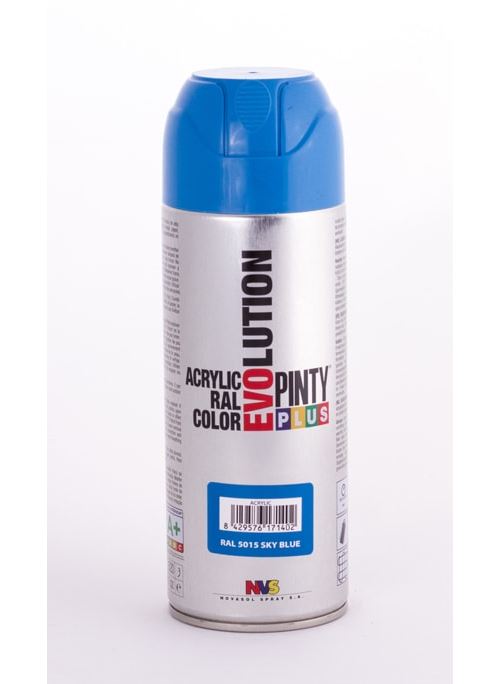 Peinture spray acrylic brillant 400ml bleu ciel ral 5015 - pinty plus